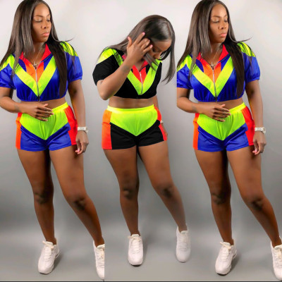 Reasonable Price Ladies Color Block 2 Pieces Track Suits K8794
