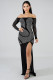 Hot Drilled Sexy Slim Split Dress CY8049
