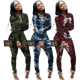 Latest Oversize Winter 2 Pieces Camouflage Sport Outfits MTY6236