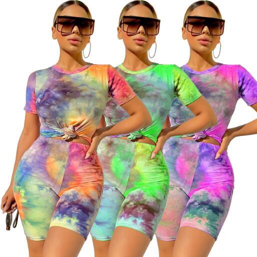 Fashionable home wear, sports and leisure tie-dye pants set, two-piece suit LD201015