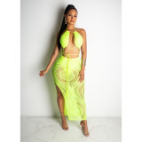Hot Sexy Backless Halter Neck Bandage Split Dress CY1157