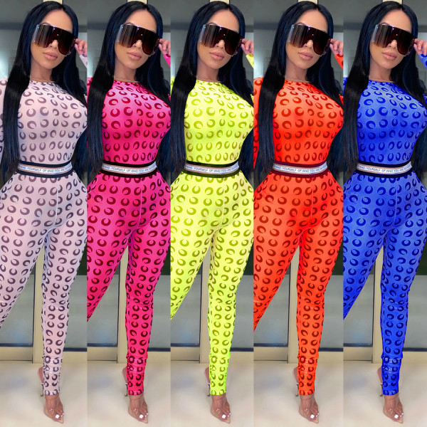 Sexy nightclub net yarn see-through jumpsuit step-on pants CYF3618