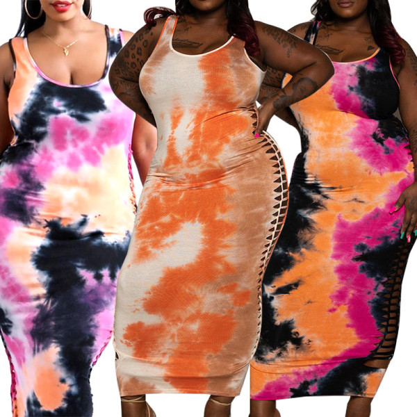 Fashion sexy printed U-neck strap dress women CCY1149
