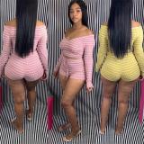 Fashion sexy one-neck striped suit W862