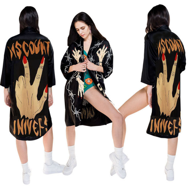 Fashion Loose Printing Long Coat For Wholesale HHM6049