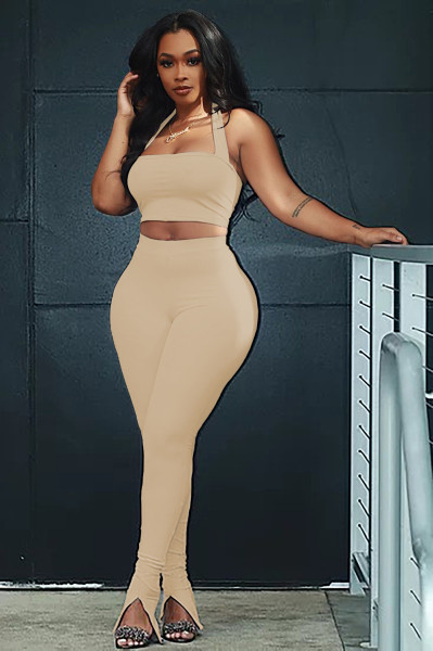 Fashionable trousers, split neck slings, nightclub style, slim-fit tube top SM9095
