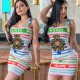 Sequined Crown Patch Rainbow Dress CY8572