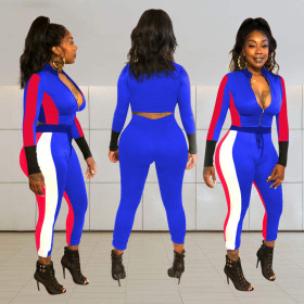 Sport Color Patchwork Autumn Outfits For Lady OEP5287B