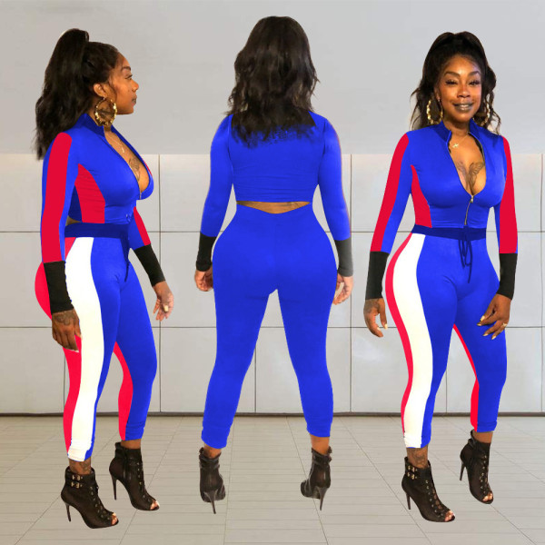 Sport Color Patchwork Autumn Outfits For Lady OEP5287B