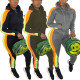 Colors Patchwork Plus Size Hooded Running Sets With Pockets HG5297