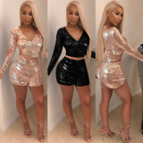 Two Pieces Sets Club Sequins Suits K8655
