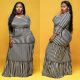 Autumn fashion size fashion black and white stripes long sexy long sleeve women's dress JLY1882