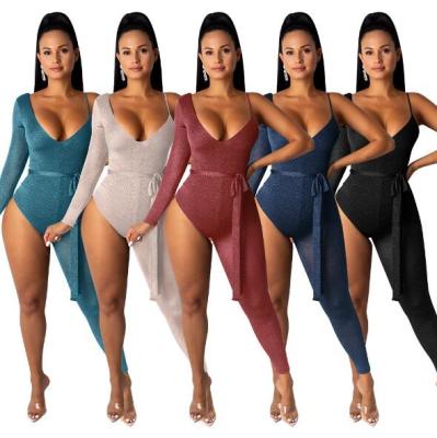 Sexy South Korean Silk Single Sleeve Single Pant Jumpsuit FM1163