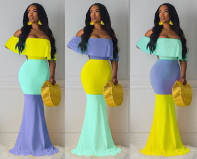 Lotus leaf collar swing fashion casual nightclub sexy dress LZ-601