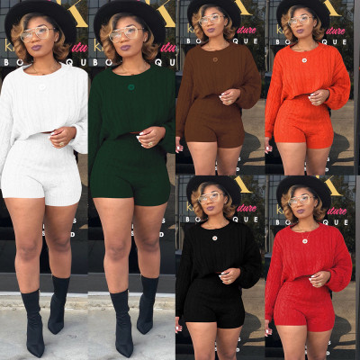 Round waist crew knit sweater multi-color optional two-piece nightclub suit FX67