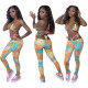 Sexy Tie-Dye Color Split Bikini Beach Swimsuit Three-Piece Suit HM5319