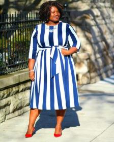 A striped print dress for women DM042