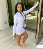 Sexy White Bodycon Dress Long Sleeves Hot Mini Dress FF1023