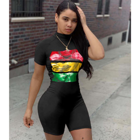 Explosion style cigar offset printing solid color jumpsuit HH8927