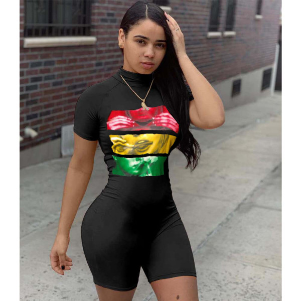 Explosion style cigar offset printing solid color jumpsuit HH8927