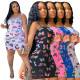 Printed dress, butterfly strapless sexy dress for women LD201027