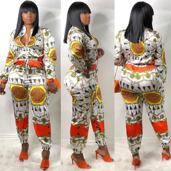 Sexy fashion positioning printed women's jumpsuit SMR9560