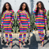 Trendy Iridescent Women Two-Piece Hooded Track Suits MR215