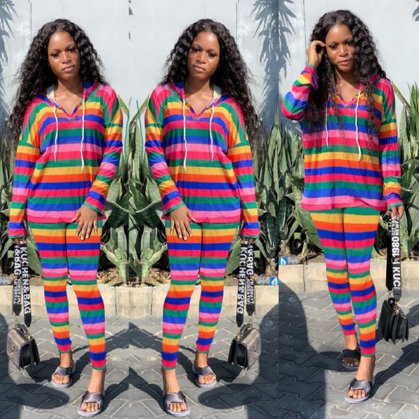 Trendy Iridescent Women Two-Piece Hooded Track Suits MR215