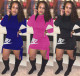 Casual Letter Embroidery Round Neck Longf Sleeves Mini Dress TC026