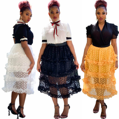 Hot Sale Summer Suis Girl Crop Top Mesh Pleated Skirt L0266