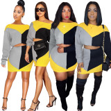 New Design Color Block Polyester Bodycon Skirt Suits GL6086