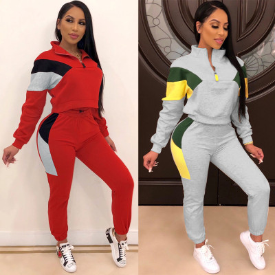 Sexy lapel zipper casual two-piece nightclub suit WNY8855