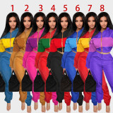 Hot Sale Autumn Colors Patchwork 2 Pieces Female Track Suits YY6031