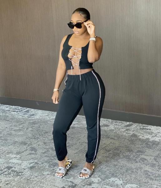 Sexy Mini Tshirt Tops With Long Pants  2 pcs Women Sets FF1024