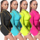 Sexy Contrast Round Neck Long Sleeves Bodycon Mini Dress CYF3668