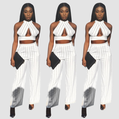 Leisure Suits Backless Sleeveless Top Wide Leg Trousers YYZ905