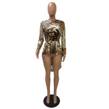 Long sleeve irregular leopard print blouse FM1242