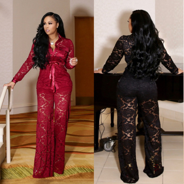 Online Sale Women Plain Color Two Pieces Sexy Lace Outfits CM607