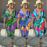 Fashion sexy waistless backless nightclub style loose short-sleeved mid-length skirt two-piece suit