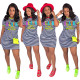 Casual Stripe Letter Printed Bodycon Mini Dress SN3808