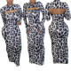 Sexy hollow leopard print mid-length dress HM5358