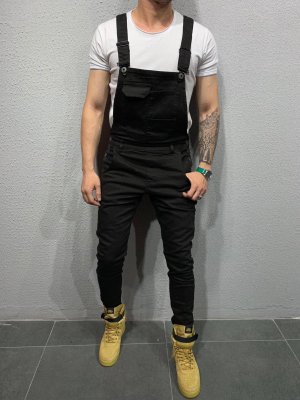 Men's Sling Denim Romper Torn Denim Pants RF833
