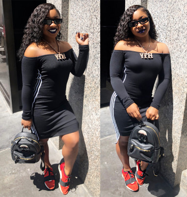 Casual Kinning A Word Shoulder Bodycon Dress D8221