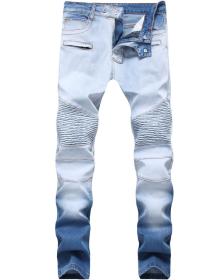 Mens Stretch Slim stretch on the color jeans to play zipper bicolor mill white trousers TX5010