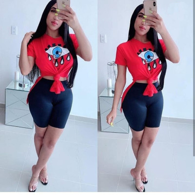 Wholesale Split Eye Print Short Sleeve T-Shirt N9093