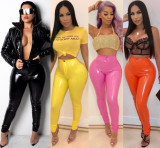Thicken PU Leather Solid Skinny Pants QZ4520