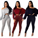 Women Autumn Solid Color 2 Pieces Casual Suits FZB8316