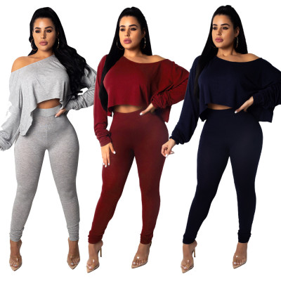 Women Autumn Solid Color 2 Pieces Casual Suits FZB8316