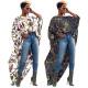 Hot Sell Printed Loose Cut Out Chiffon Dress Long Blouse GL6095
