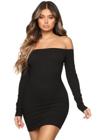Solid color long sleeve drop shoulder dress MZ2465